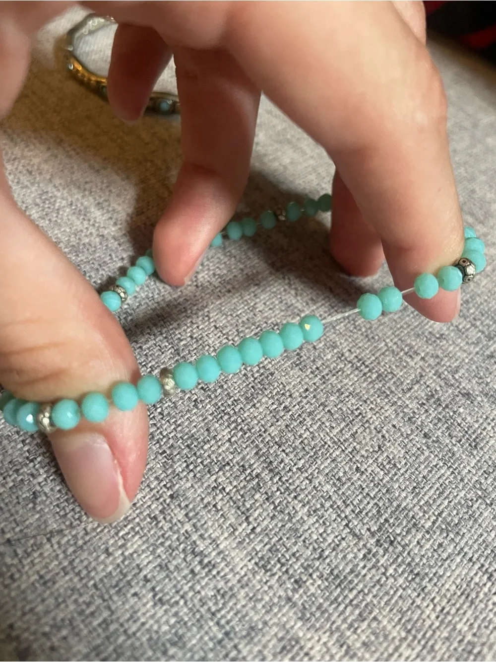 Turquoise Beaded & Silver-Tone Accent Bracelet Set